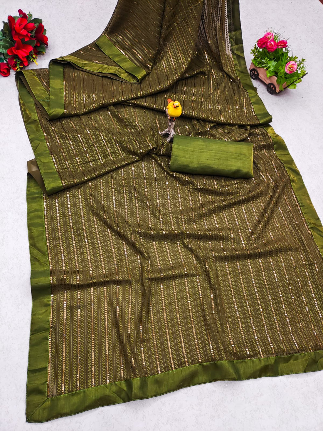 Beautiful Georgette Embroidery Saree S2329