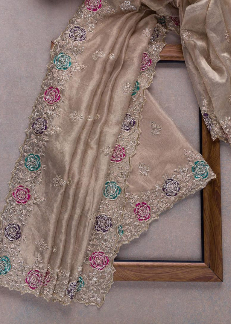 ORGENZA SILK EMBROIDERY SAREE D2328