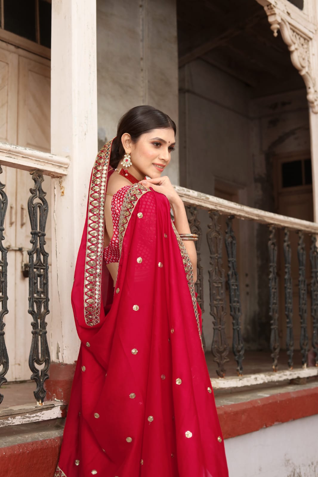 RED RANGOLI SILK EMROIDERY SAREE S2327