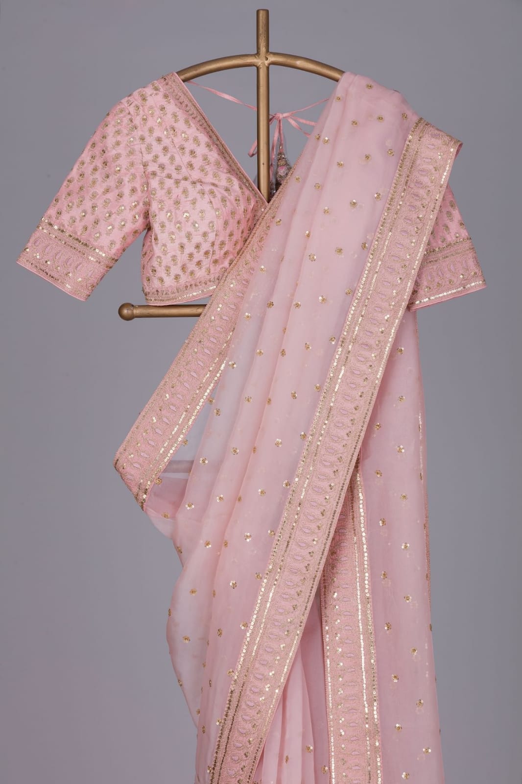PINK ORDENZA SEQUENCE SAREE S2326
