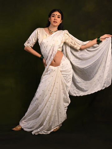 Embroidered Banglori silk blouse, featuring elegant threadwork for a luxurious look