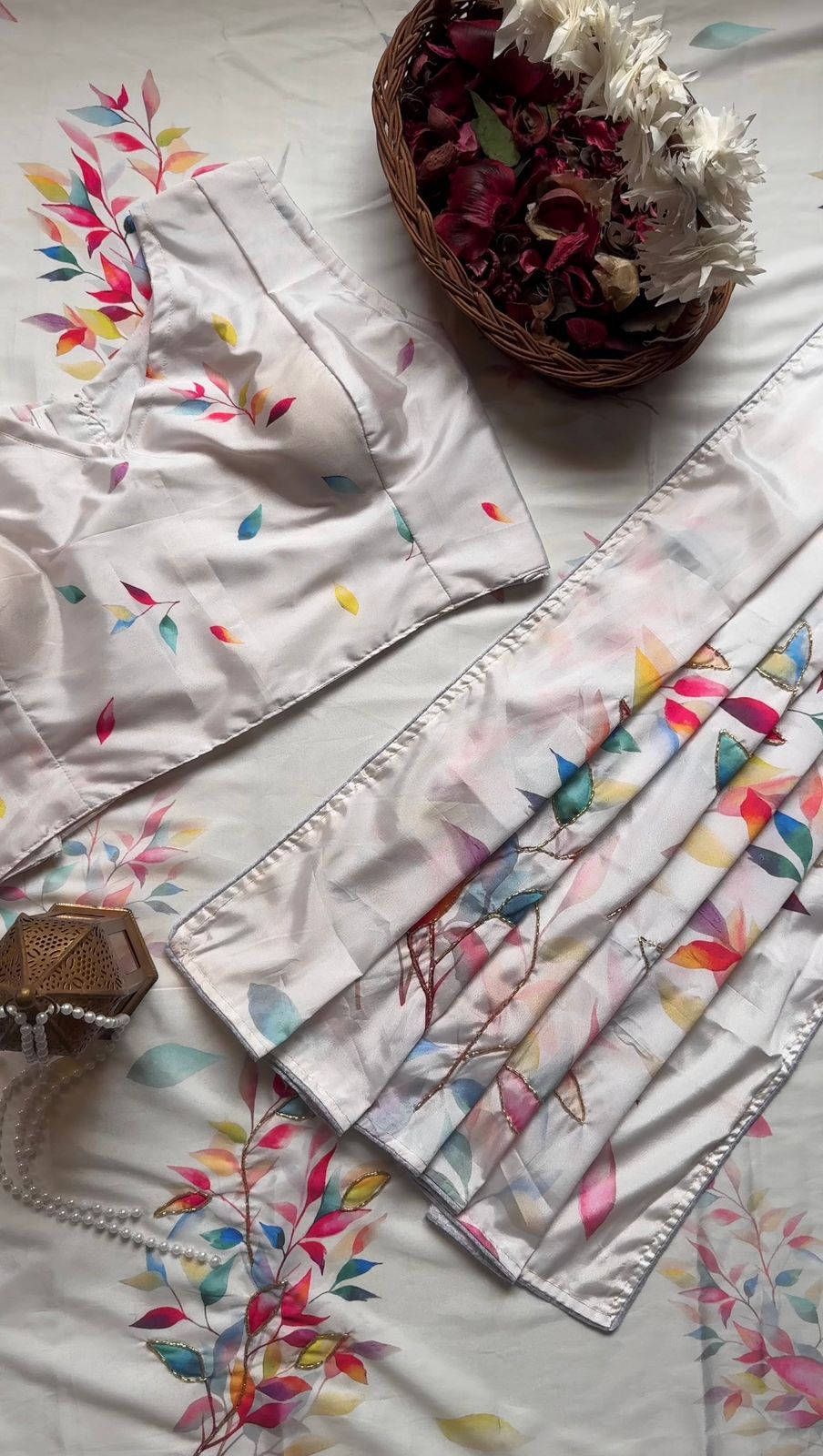 Pure Crepe Satin Silk Saree with Digital Print & Cutdana Handwork S2347