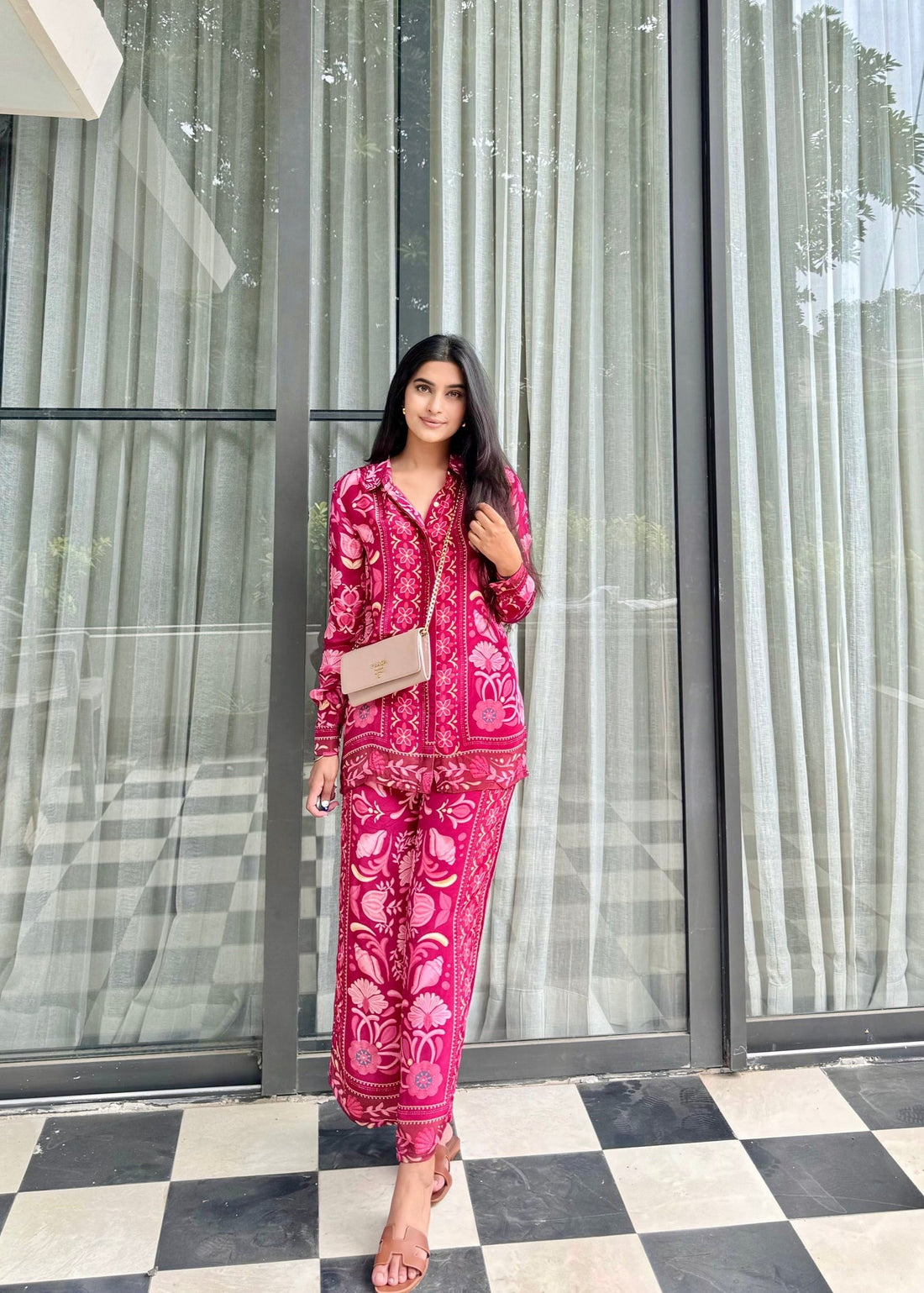 Hot Pink Color Block Coord Set D6105