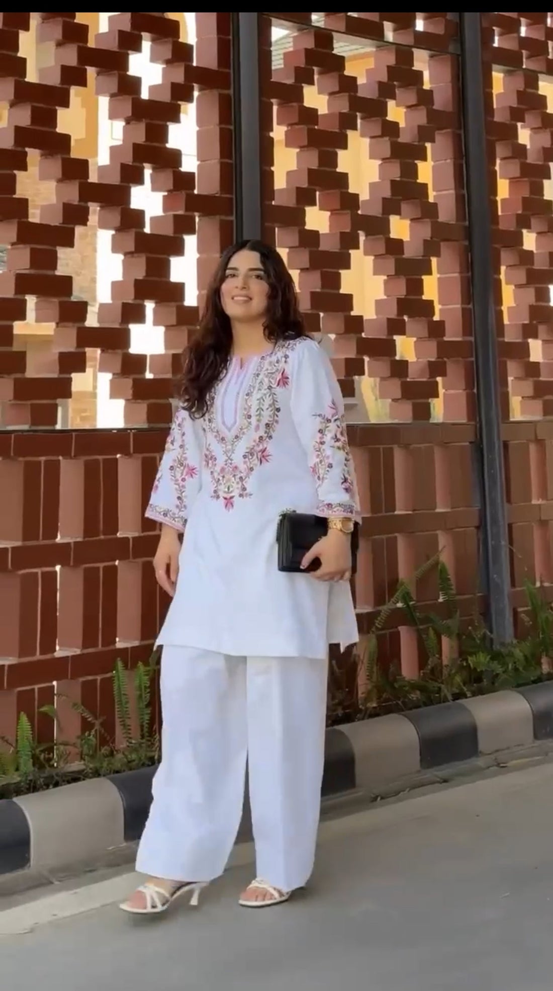 legance in White – Premium Jam Cotton Embroidered Co-ord Set D6244