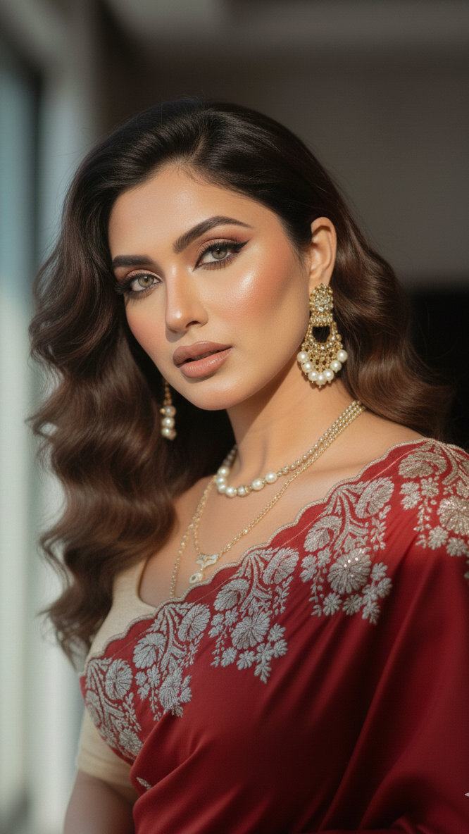 Heritage Bloom Embroidered Designer Saree S-0031