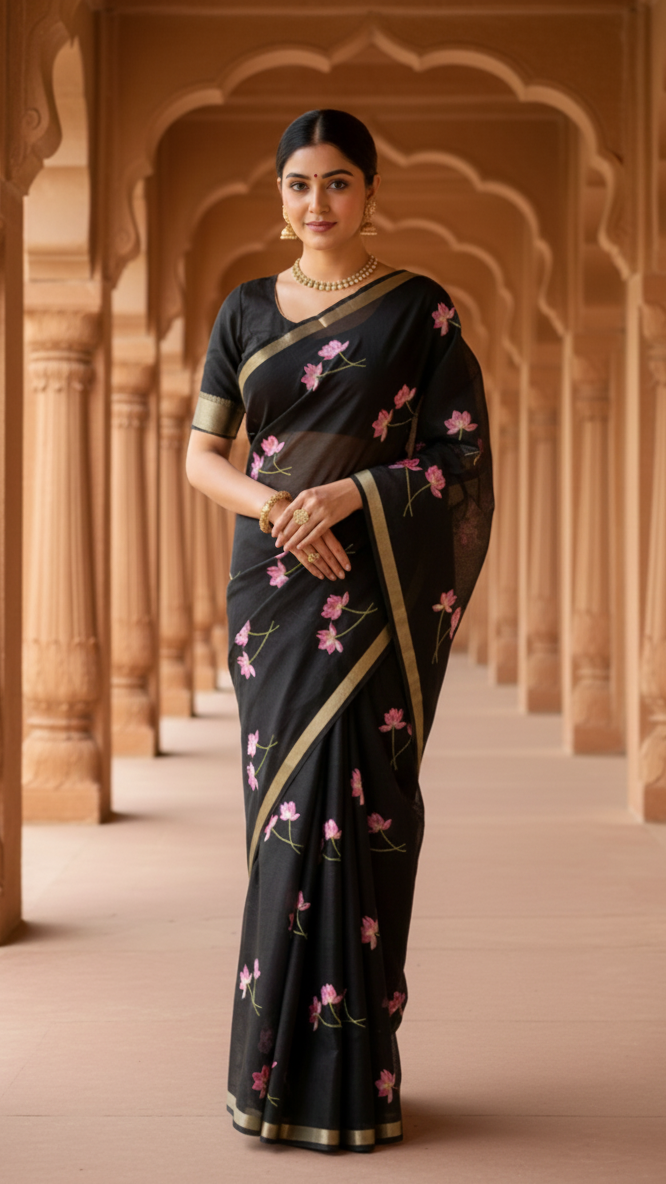 Primium Pure Kota Doriya Silk With Lotus Mluty Thread Work  S-0027
