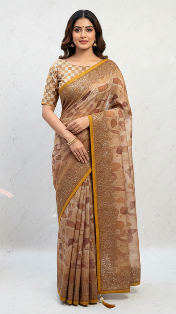 Elegant Printed Ombre Saree Collection with Stylish Border S-0037