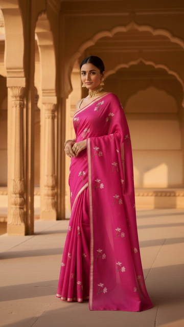 Primium Pure Kota Doriya Silk With Lotus Mluty Thread Work  S-0027