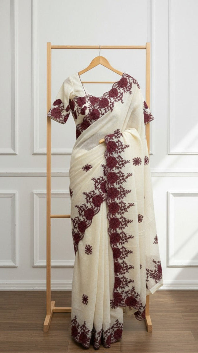 Royal Bloom Border Embroidered Saree SD-1036