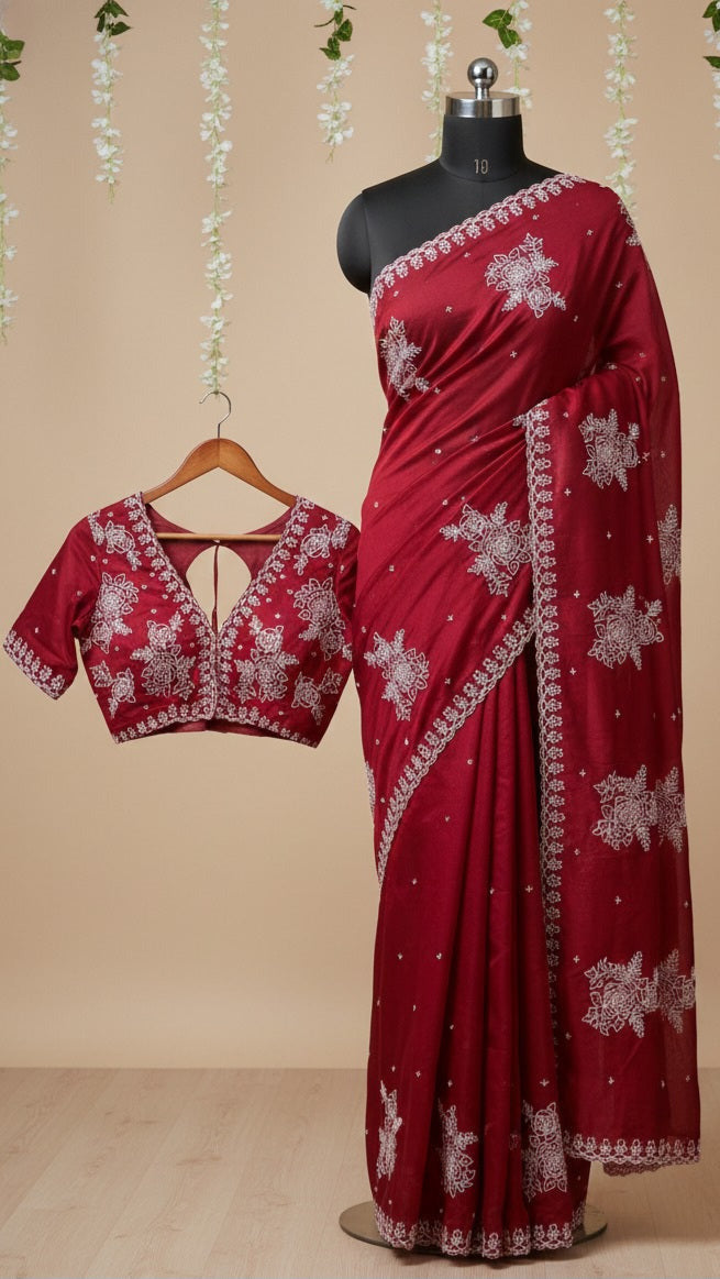 Royal Bloom Embroidered Saree SD-1037