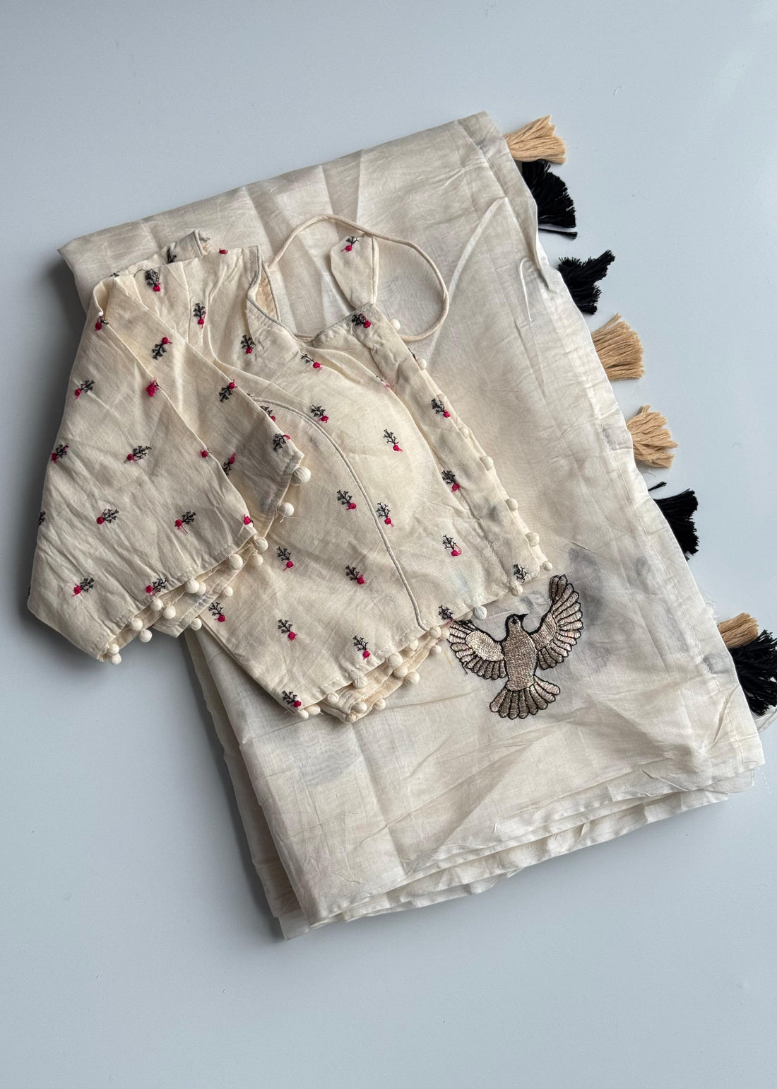 Premium Chanderi Sparrow Embroidered Saree - VT-SPARROW