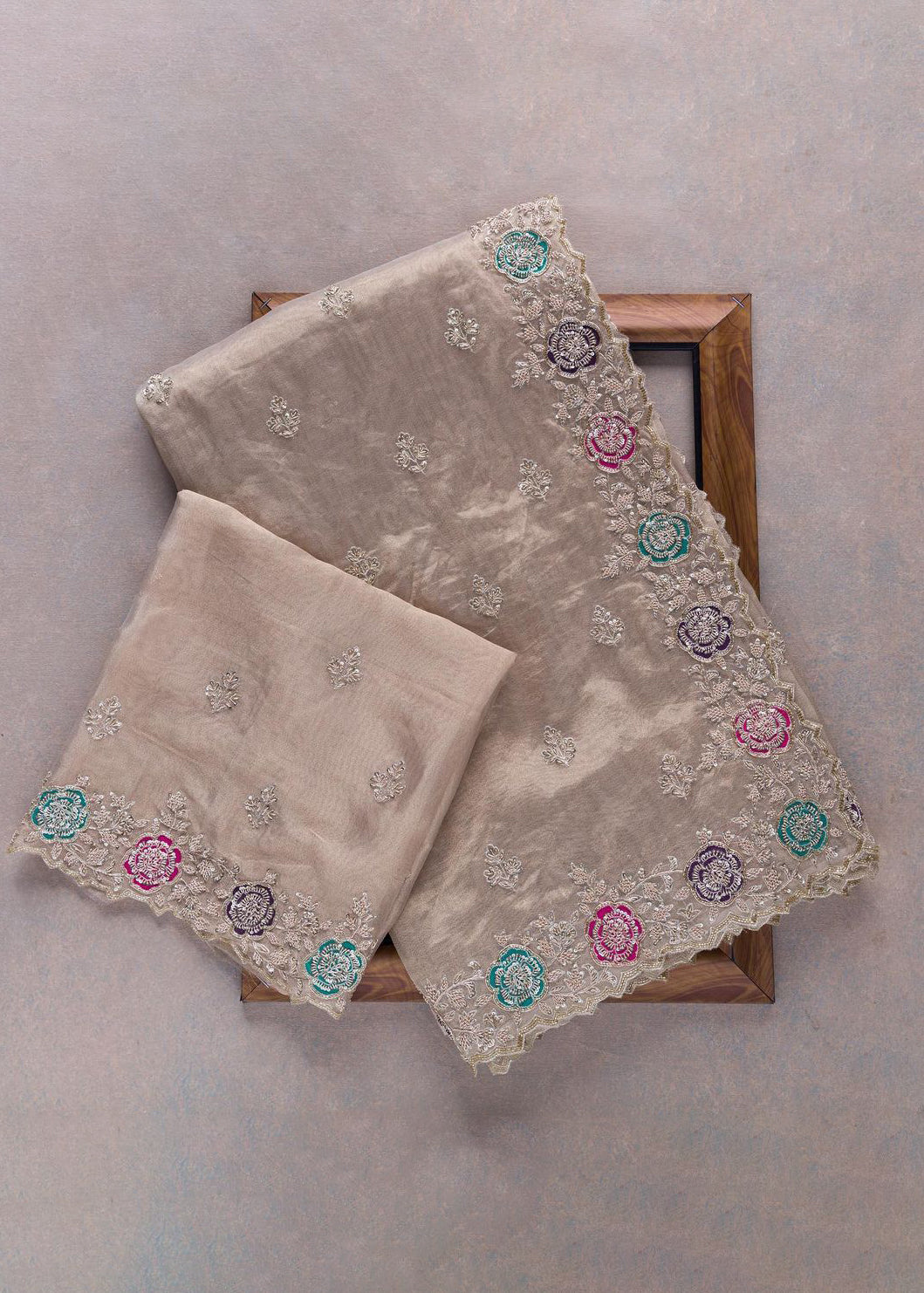 ORGENZA SILK EMBROIDERY SAREE D2328