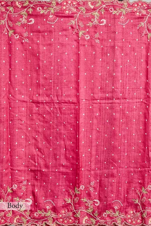 TUSSAR SILK SAREE WITH EMBROIDERY WORK S2325