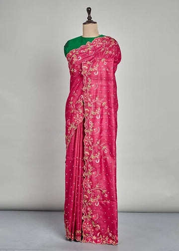 TUSSAR SILK SAREE WITH EMBROIDERY WORK S2325