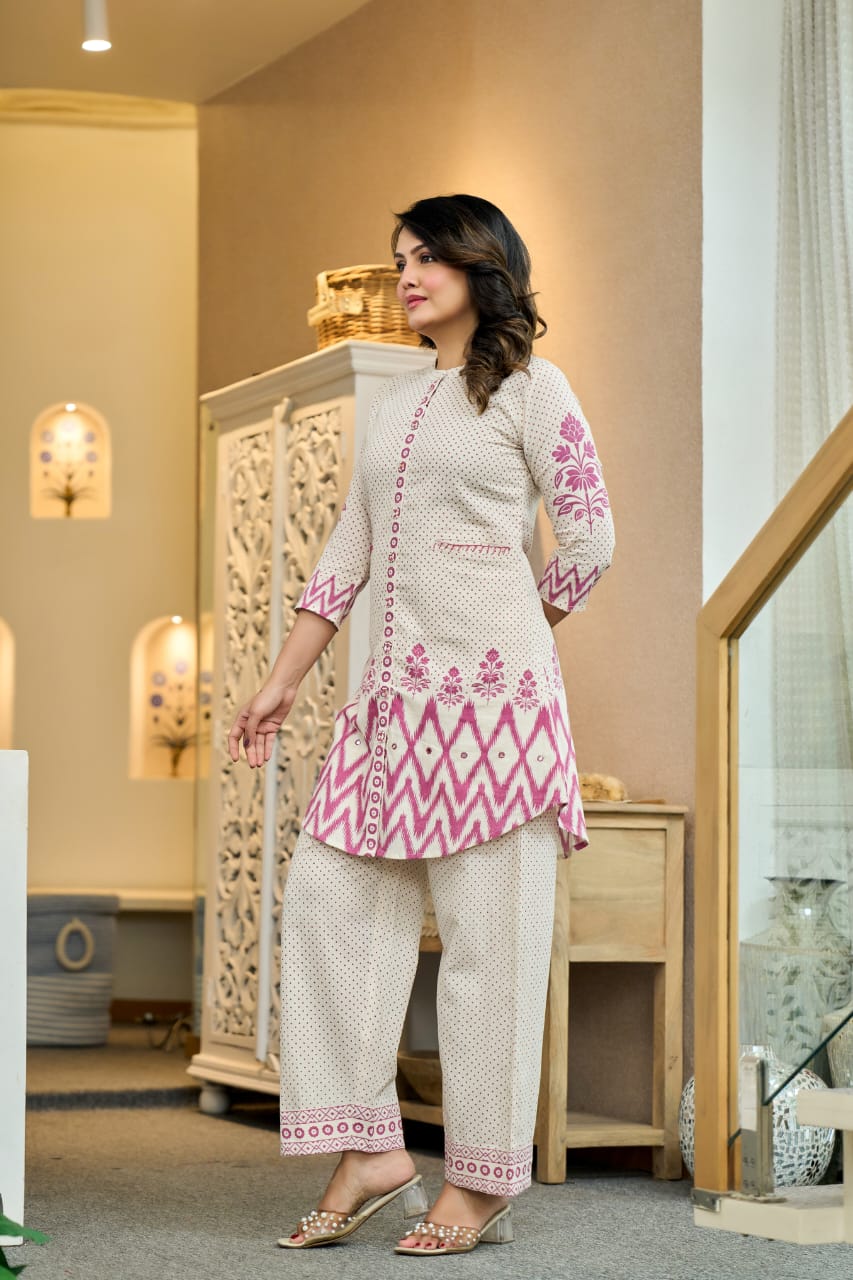 Pure Cotton Floral & Polka Dot Co-Ord Set D6283