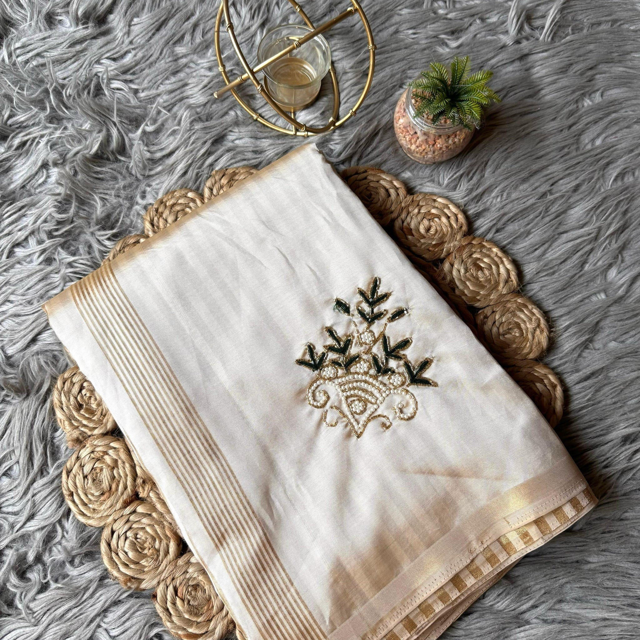 Premium Soft Tussar Silk Saree with Handwork Buttas & Delight Work S2335