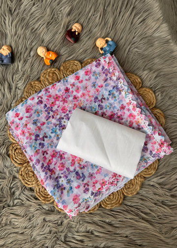 Premium Soft Chiffon Saree with Multi-Color Print & Stone Work Border S2334