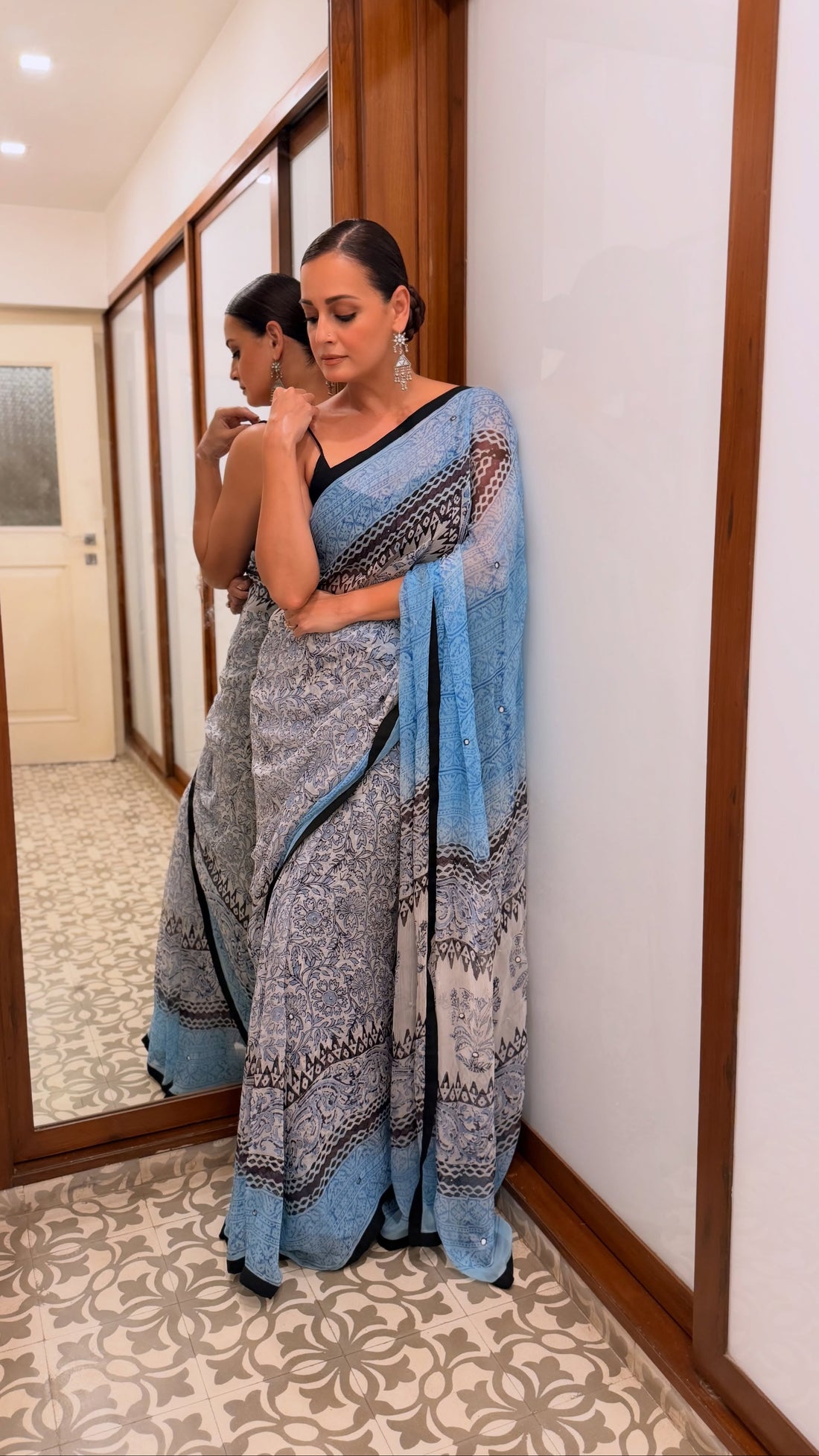 Blue Mirage Designer Printed Georgette Saree S33