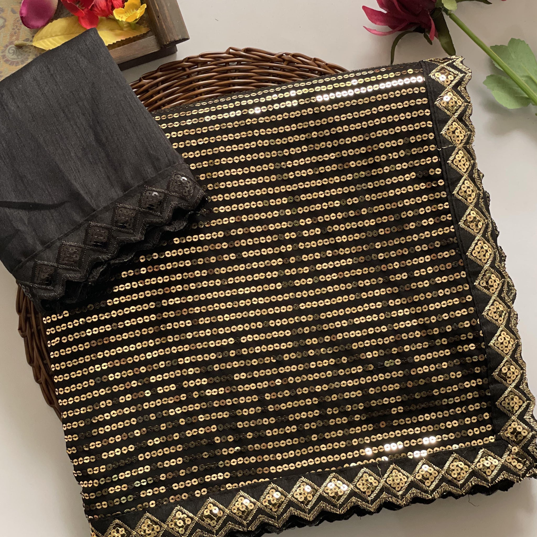 Bollywood Style Georgette  Sequin Embroidered Party Wear saree  DF-3458