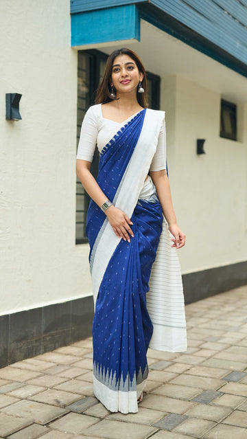 Classic Printed Linen Saree | Comfortable Everyday Wear S13