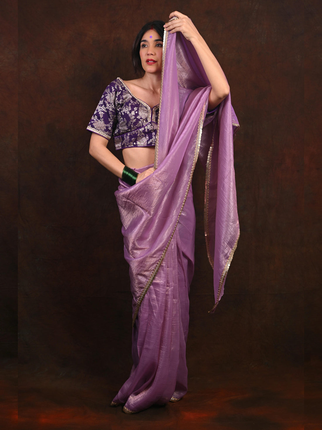 Elegant Crush Silk Saree Stitched Blouse – Perfect for Festive Occasions S2005