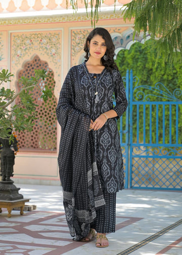 Elegant Cotton Printed Suit Set with Matching Dupatta D6296