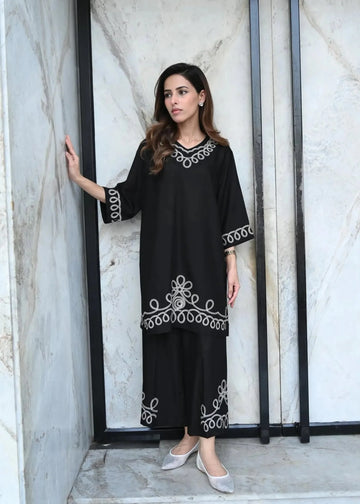 Elegant Thread Work Floral Embroidered Co-ord Set for Women D6298