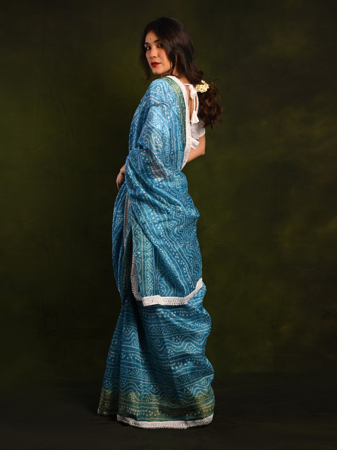 Cotton Saree with Georgette Embroidered Blouse (Stitched 38-42) S2009