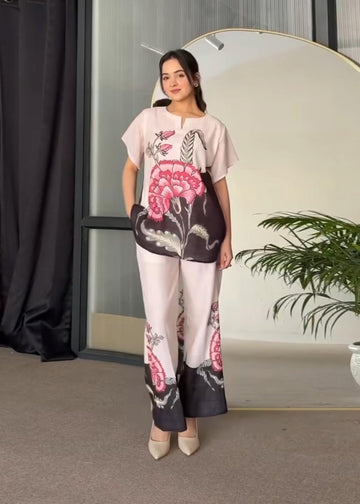 Floral Printed Dual Color Party wear Co-ord Set D6203