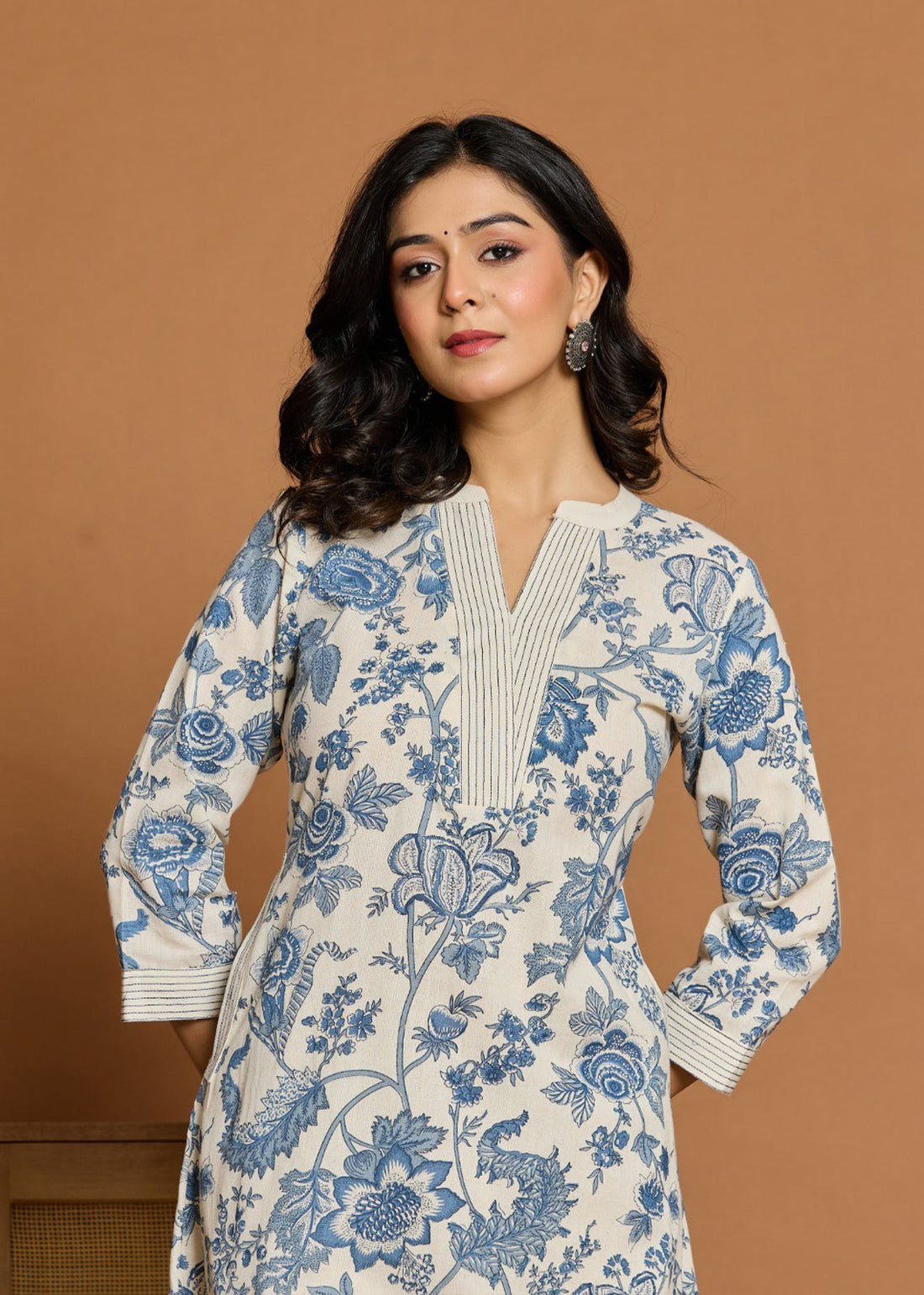 Grace in Bloom Blue Floral Printed Co-ord Set for Effortless Style D6248