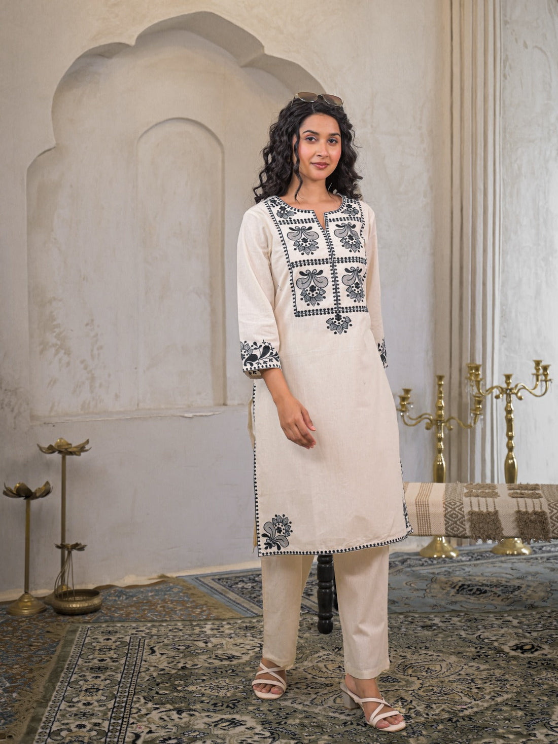 Graceful Flex Cotton Embroidered Co-ord Set – Comfort in Style D6263