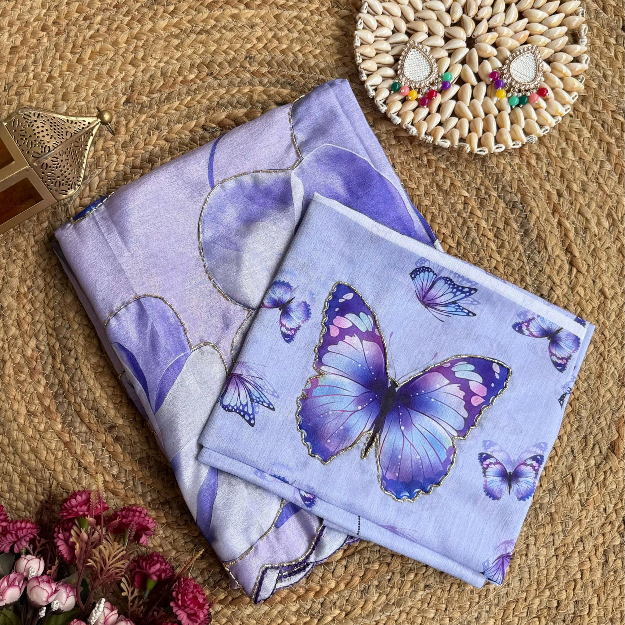 Graceful Pure Chinnon Silk Printed Saree S2350