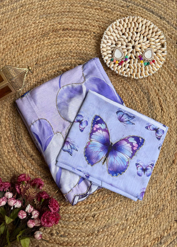 Graceful Pure Chinnon Silk Printed Saree S2350