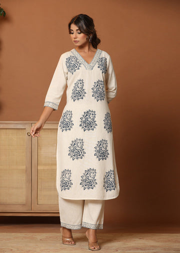 Midnight Paisley: Blue Paisley Printed Cotton Co-ord Set D6254