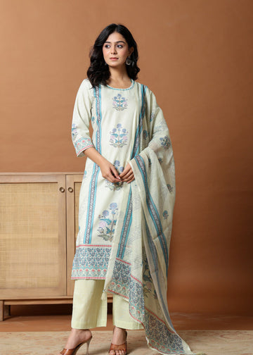 Modern Ethnic Pure Cotton Suit set With Dupatta D6245