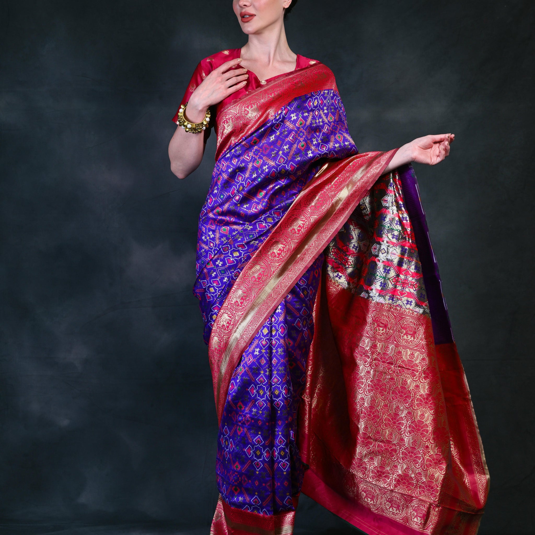 Party wear Purple color Patola Silk saree PRK001