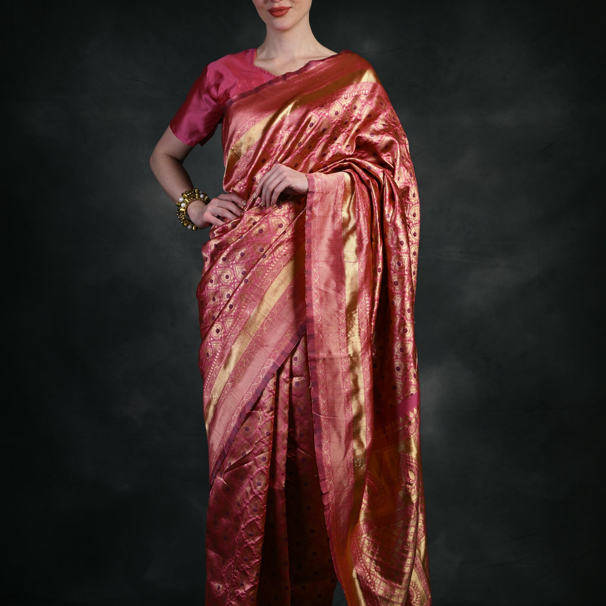 Pink Color Stylish Banarasi Silk Saree AY002