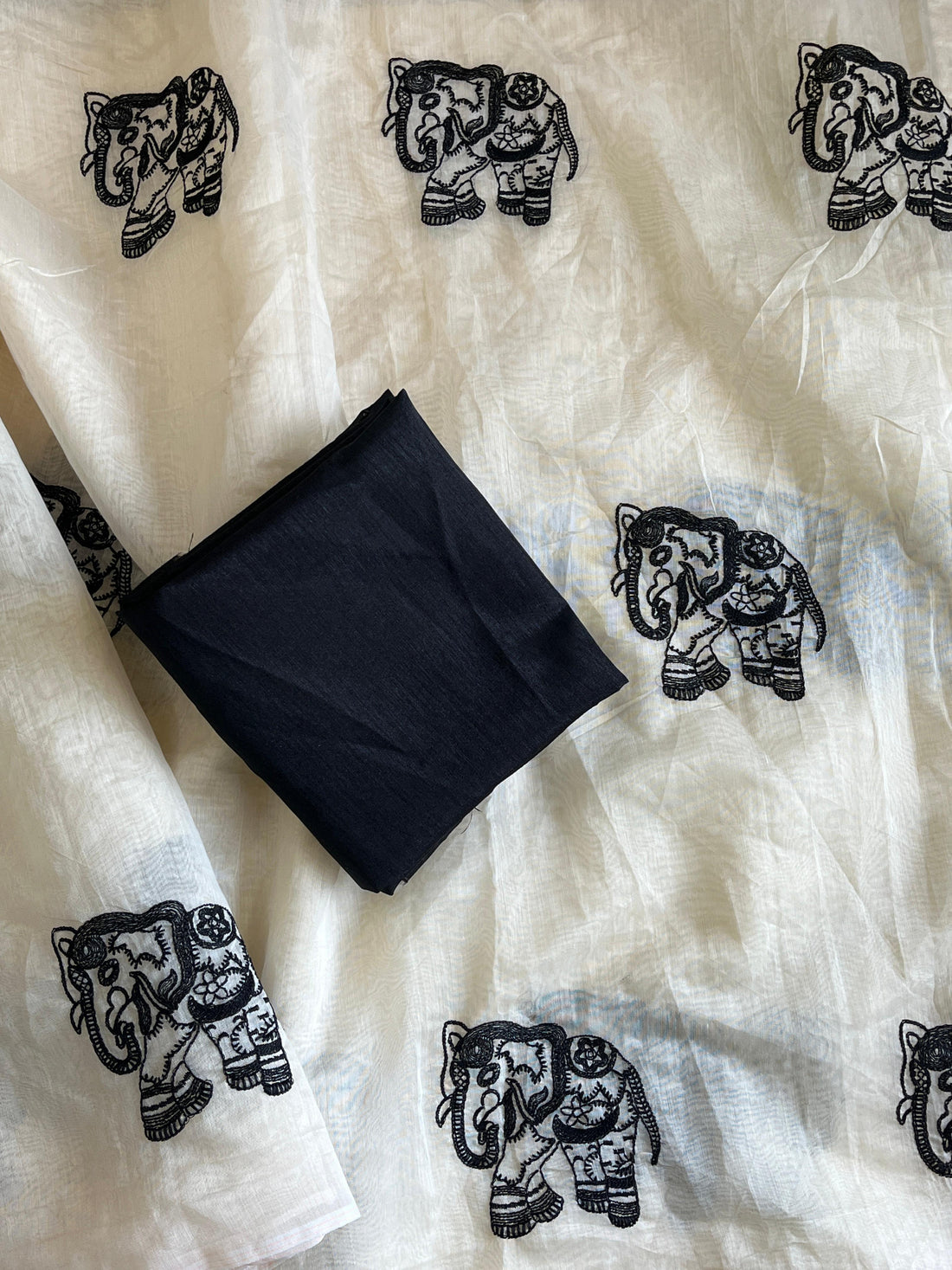 Premium Chanderi Saree with All-Over Elephant Embroidery S2352