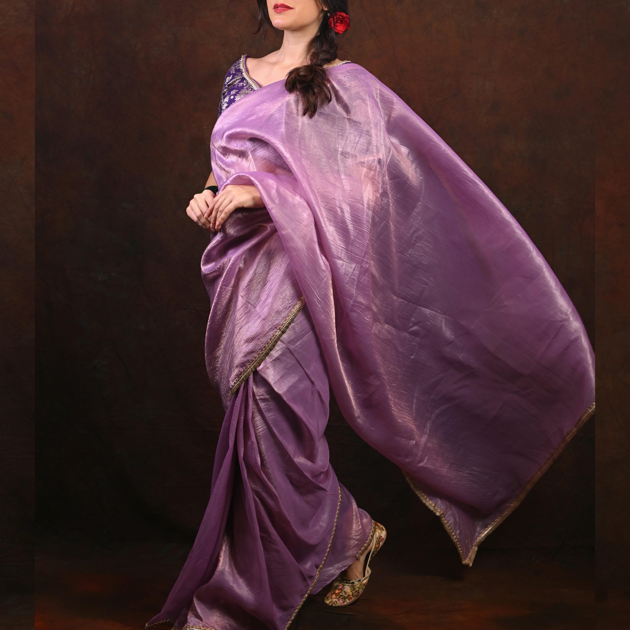 Elegant Crush Silk Saree Stitched Blouse – Perfect for Festive Occasions S2005